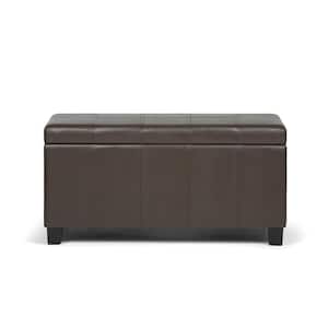 Dover 36 in. Wide Contemporary Rectangle Storage Ottoman Bench in Chocolate Brown Vegan Faux Leather