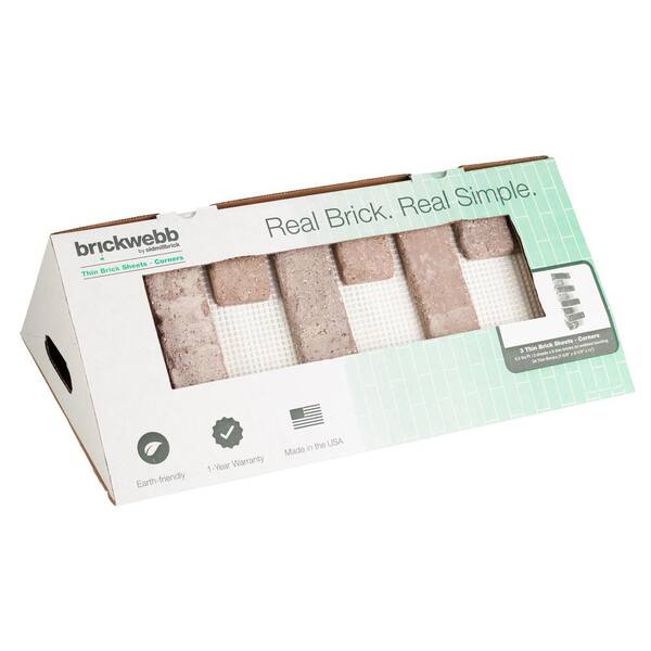 Brickwebb Rushmore Thin Brick Sheets - Corners (Box of 3 Sheets) 21 in x 15 in (5.3 linear ft.) Brickwebb Rushmore Thin Brick Sheets - Corners (Box of 3 Sheets) 21 in x 15 in (5.3 linear ft.)