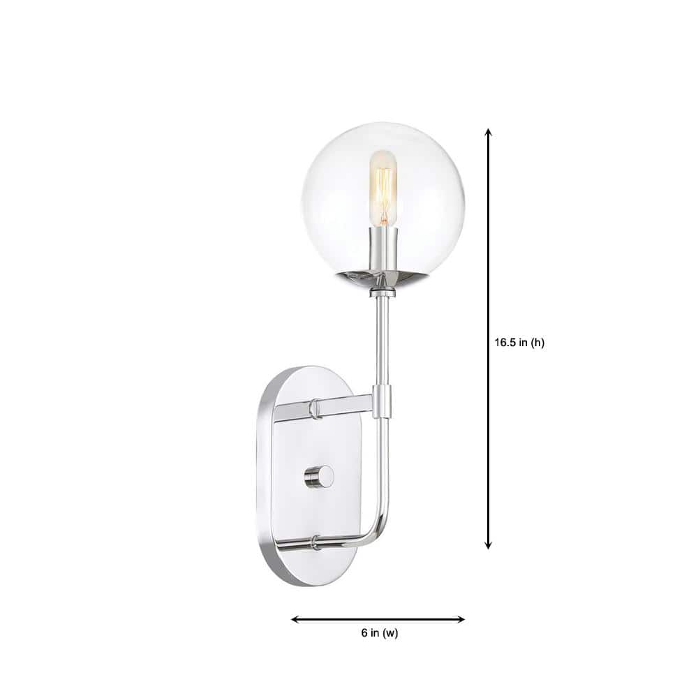 Mid-Century Modern Chrome 16.5" Direct Wired Wall Sconce