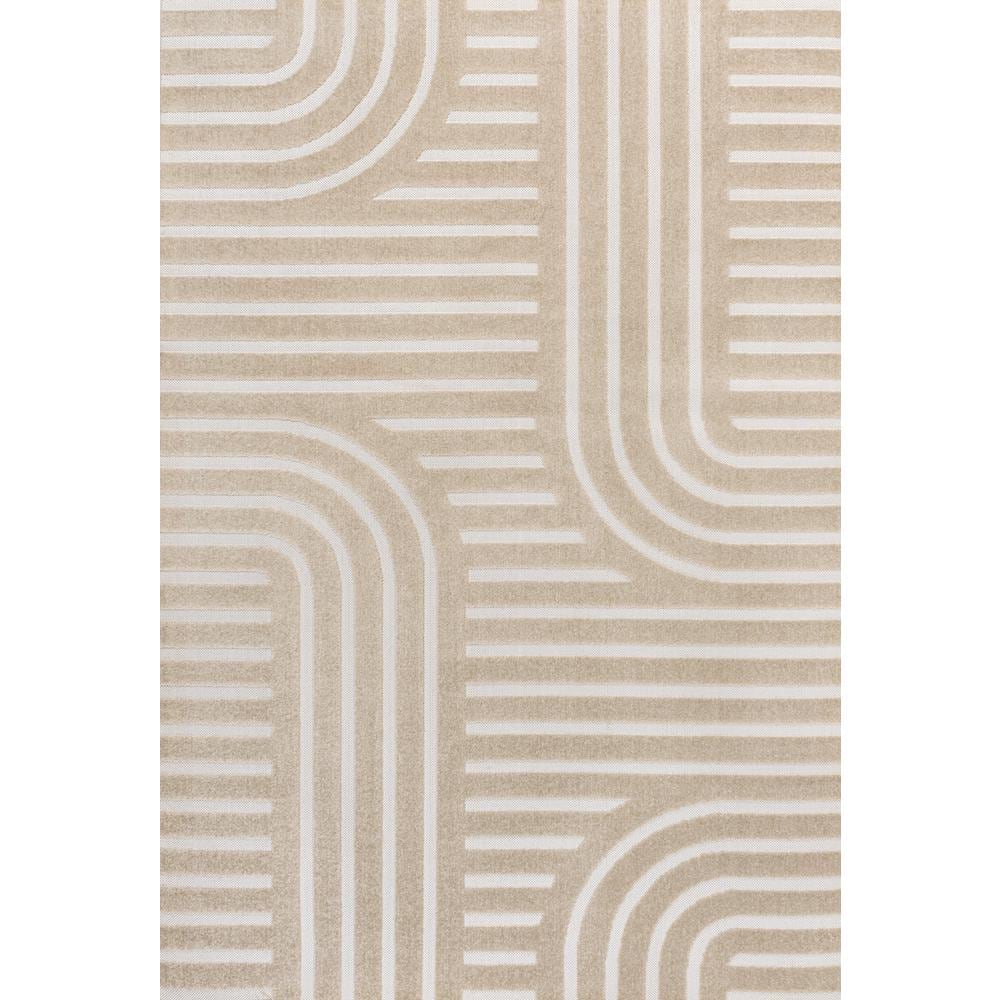 Anders High-Low Beige and Cream 8x10 Stripe Area Rug