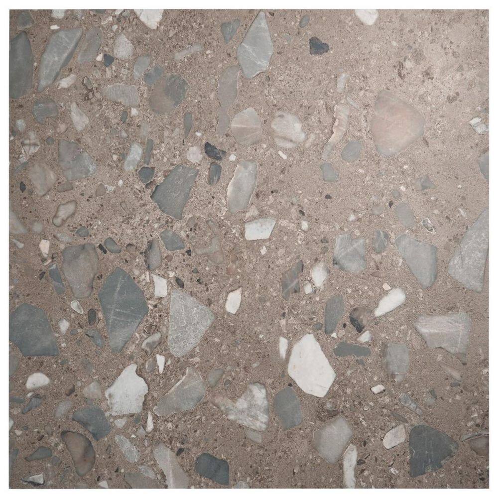 Sarto Grande Taupe Gray 8 in. x 0.35 in. Terrazzo Look Semi-Polished Porcelain Floor and Wall Tile Sample price history on PriceWatchPro