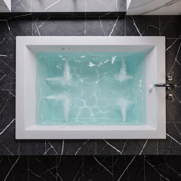 Sapphire Series 60 in. x 42 in. Rectangular Whirlpool Bathtub with Left Side Drain and V-Style Back Jets in Glossy White