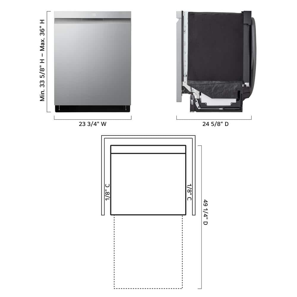 Elegant 24" Smart Dishwasher with QuadWash & TrueSteam, Stainless Steel
