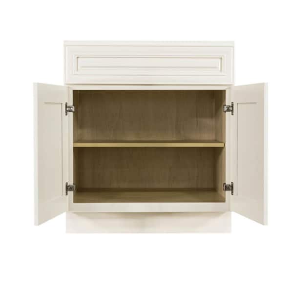 LIFEART CABINETRY Princeton Assembled 24 in. x 34.5 in. x 24 in. Base Cabinet with 2-Doors and 1-Drawer in Off-White