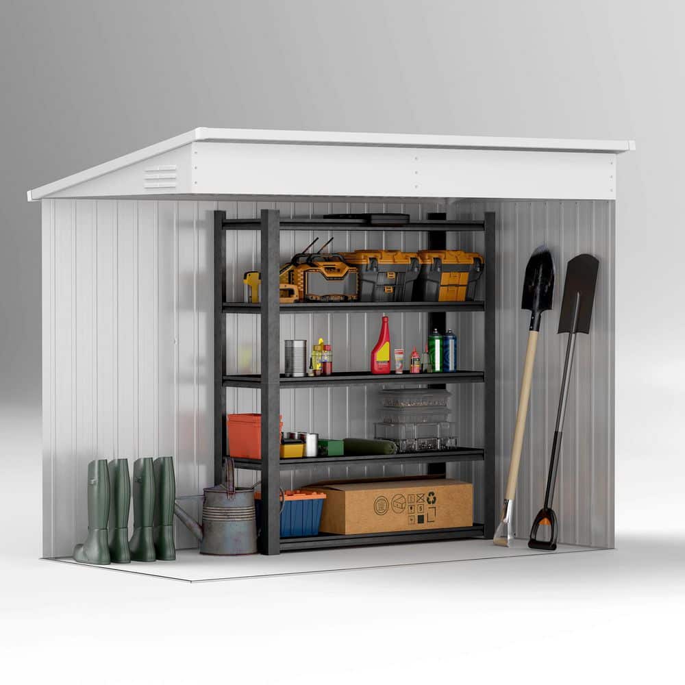 4' x 8' Brown Metal Lean-to Outdoor Storage Shed