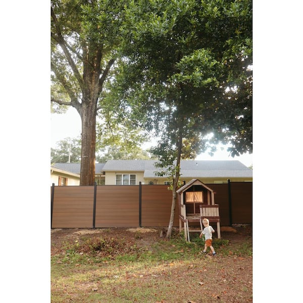 CREATIVE SURFACES 6 ft. x 6 ft. Composite Fence Series Saddle Brown Brushed Fence Panel (12-Pack)