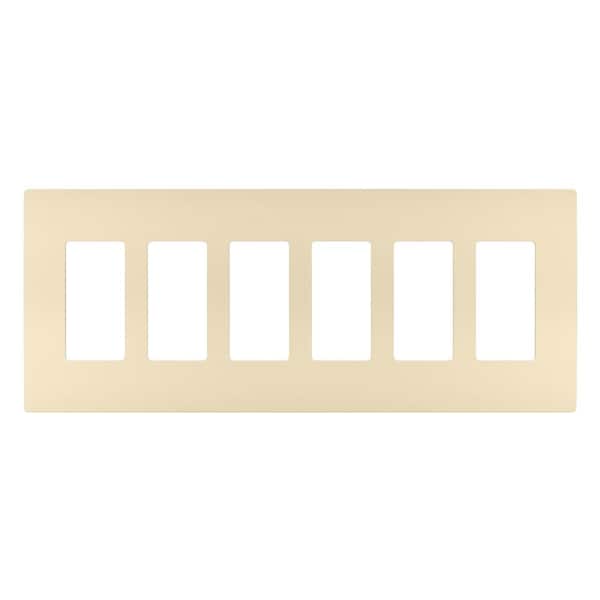 Legrand radiant 6-Gang 6-Decorator/Rocker Screwless Wall Plate, Ivory (1-Pack)