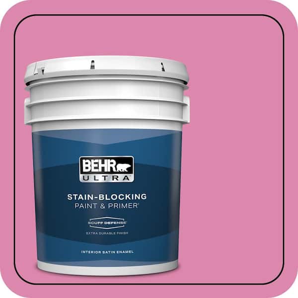 BEHR ULTRA 5 gal. #100B-5 Springtime Bloom Extra Durable Satin Enamel Interior Paint & Primer