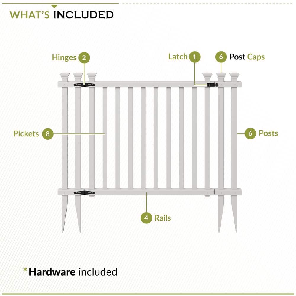 Baskenridge 3-ft White Vinyl Picket Fence Gate Kit