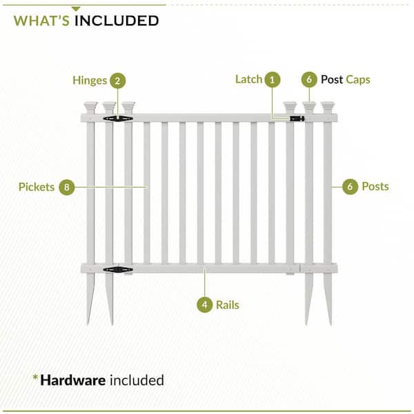 Zippity Outdoor Products White Vinyl Baskenridge Fence Gate - 4.3 ft W x 3 ft H