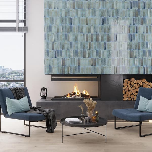 Antiek Blue 2.58 in. x 7.9 in. Glossy Ceramic Subway Deco Wall Tile (5.38 sq. ft./case) (38-pack)