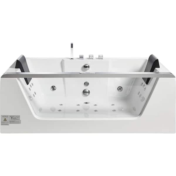 EAGO AM189ETL-R 6 ft Right Drain Acrylic White Whirlpool Bathtub w Fixtures