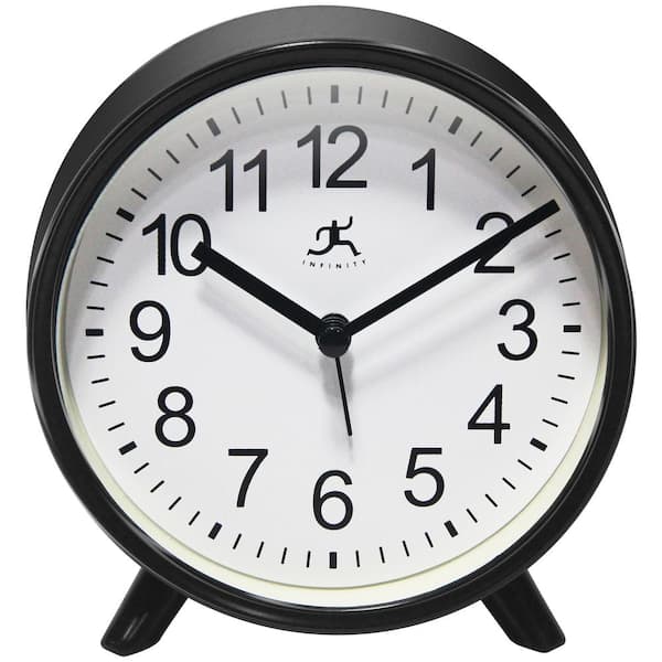 Infinity Instruments 5.75 in. Tabletop Alarm Clock, Black