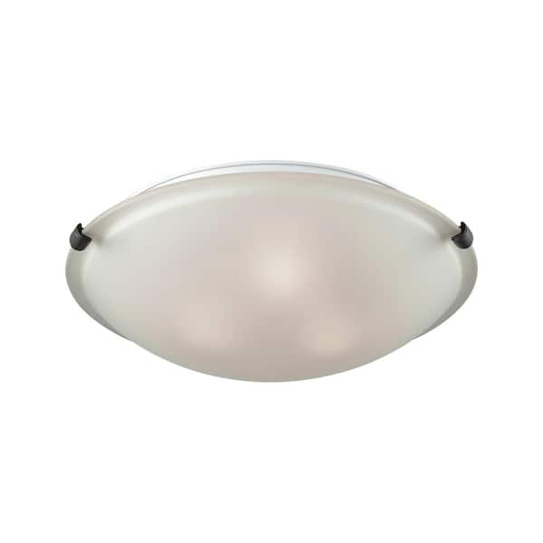 Thomas Lighting Sunglow 3-Light Oil Rubbed Bronze And White Glass Flushmount