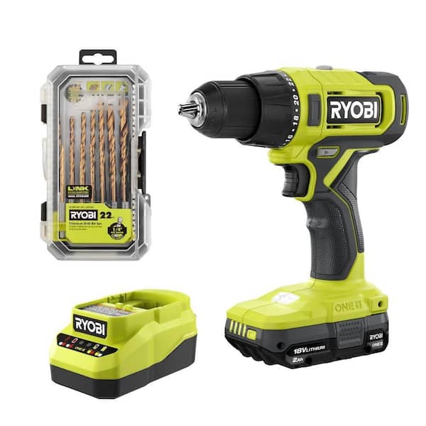 ONE+ 18V Cordless 1/2 in. Drill/Driver Kit with 1.5 Ah Battery, Charger, and Titanium Drill Bit Set (22-Piece)