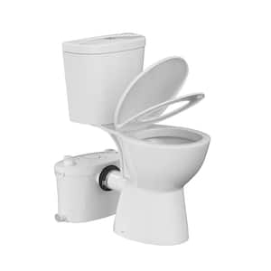 19 In. 2-piece 0.8/1.28GPF Dual Flush 600W Up flush Toilet for Basement, Included 2 Types Extension Pipes