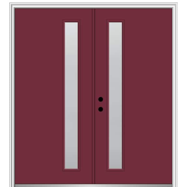MMI Door 60 in. x 80 in. Viola Right-Hand Inswing 1-Lite Frosted Painted Fiberglass Smooth Prehung Front Door on 4-9/16 in. Frame