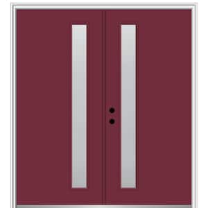 72 in. x 80 in. Viola Right-Hand Inswing 1-Lite Frosted Painted Fiberglass Smooth Prehung Front Door on 4-9/16 in. Frame