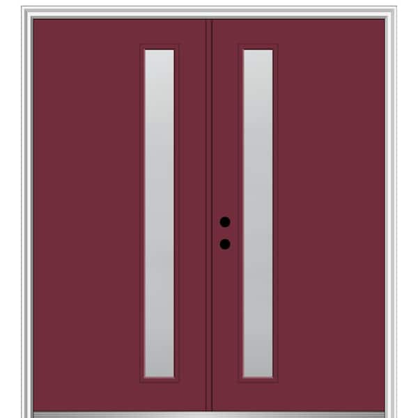 MMI Door 64 in. x 80 in. Viola Right-Hand Inswing 1-Lite Frosted Painted Fiberglass Smooth Prehung Front Door on 6-9/16 in. Frame