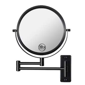 16.8 in. W x 12 in. H Round Framed Two-Sided Wall Mount Magnifying Bathroom Vanity Mirror in Black