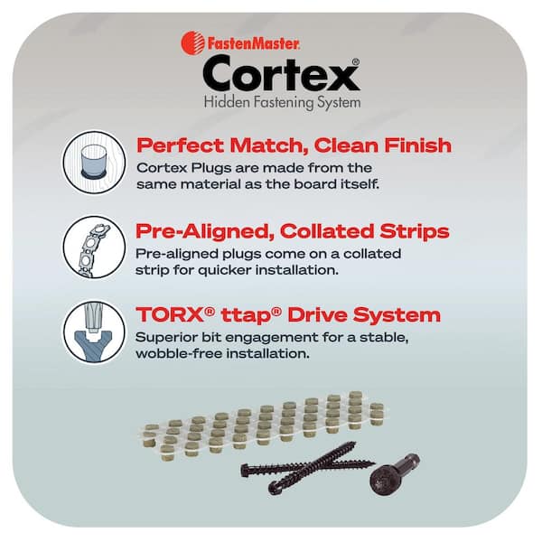 FastenMaster Collated Cortex Hidden Fastening System for Fiberon ArmorGuard Decking - 2-1/2 in. screws & plugs in Aspen Gray (50 LF)