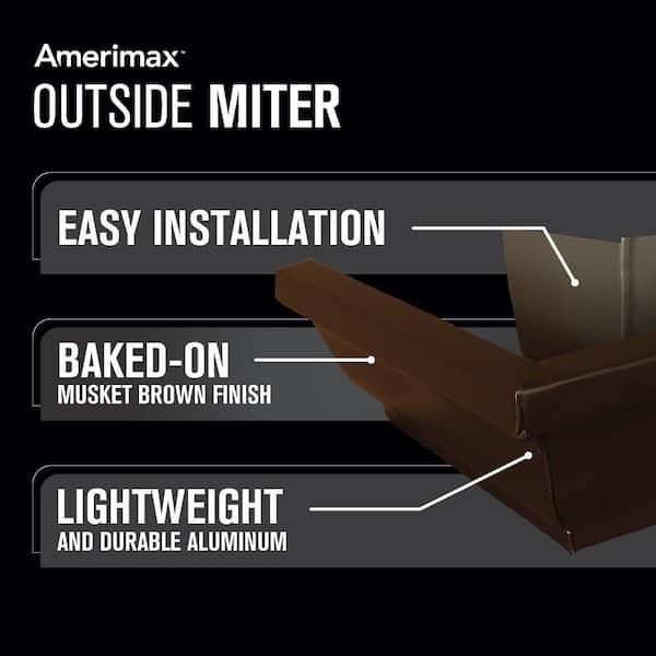 6 in. Musket Brown Aluminum K-Style Outside Gutter Miter