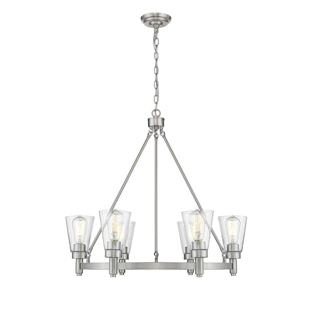 OVE Decors Sinatra II 6-Light Satin Nickel Chandelier with Clear Glass  Shade 15LCH-SINA30-SA The Home Depot