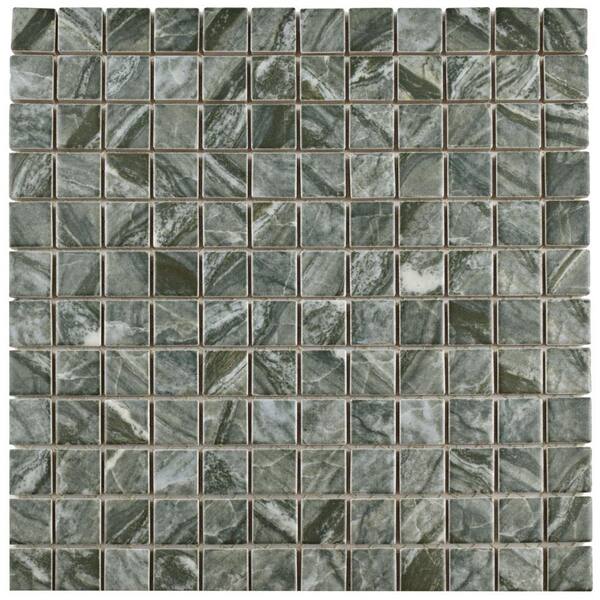 Merola Tile Nera Black 11-3/4 in. x 11-3/4 in. x 6 mm Porcelain Mosaic Tile