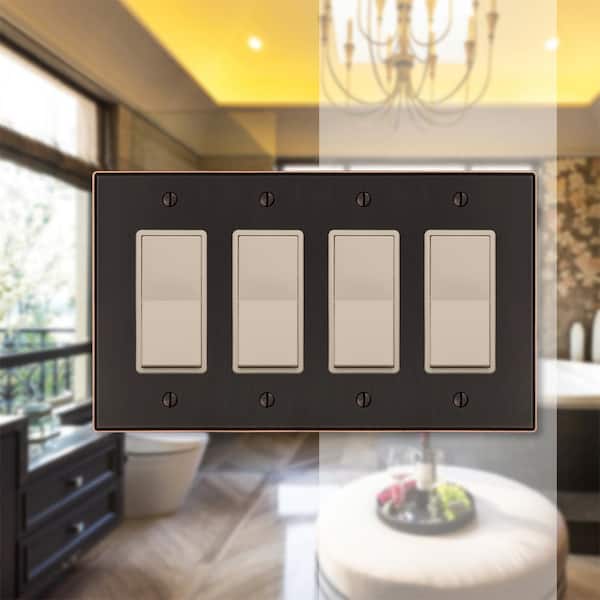 Ansley 4 Gang Rocker Metal Wall Plate - Aged Bronze