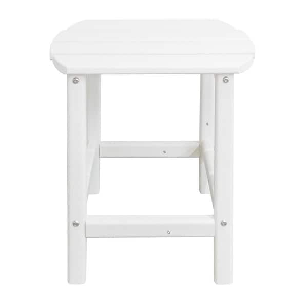 Flynama White Rectangular HDPE Wood Outdoor Side Table