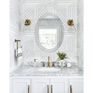 24 in. W x 32 in. H Frameless Oval Bathroom Vanity Mirror in Silver