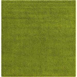 Solid Shag Grass Green 8 ft. Square Area Rug