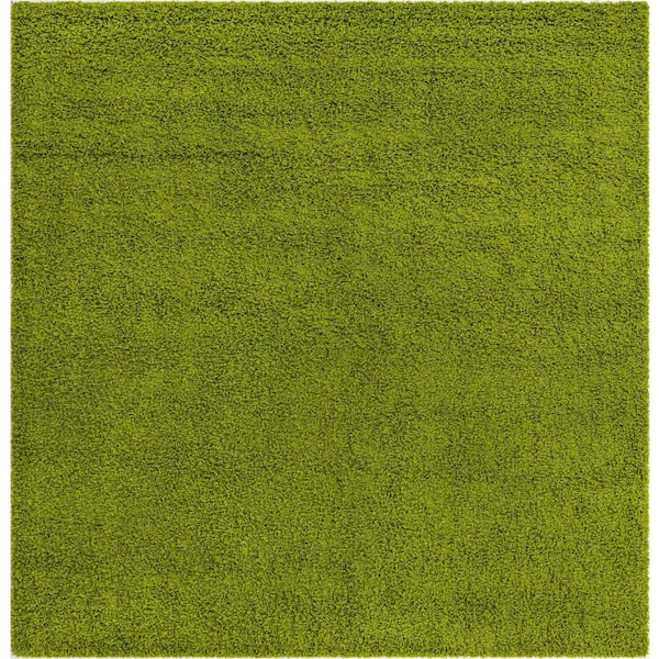 Unique Loom Solid Shag Grass Green 8 ft. Square Area Rug