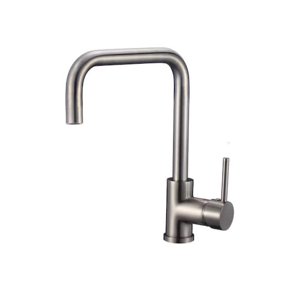 Eisen Home Lago Single Handle Single Hole Standard Kitchen Faucet in Brushed Nickel
