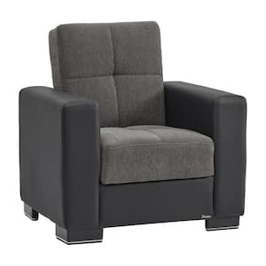 Basics Collection Convertible Dark Gray/Black Armchair with Storage