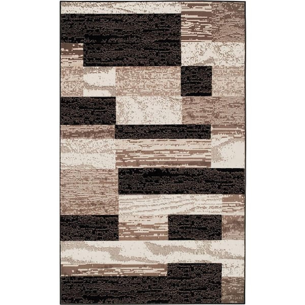 HomeRoots Bernadette Chocolate 6 ft. x 9 ft. Loomed Abstract Polypropylene Rectangle Area Rug