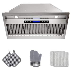 42 in. 300 CFM Convertible Insert Range Hood with Remote, Touch Control LCD, Long-Term Warranty in Stainless Steel
