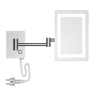 6.3 in. x 9.4 in. LED Lighted Rectangle Wall Mount 3X Magnification Bathroom Makeup Mirror in Chrome