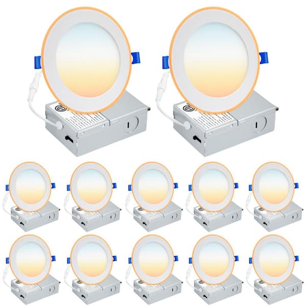 6 in. Ultra Thin Canless Downlight Integrated LED Recessed Light Trim with Night Light Feature Adjustable CCT (12-Pack)