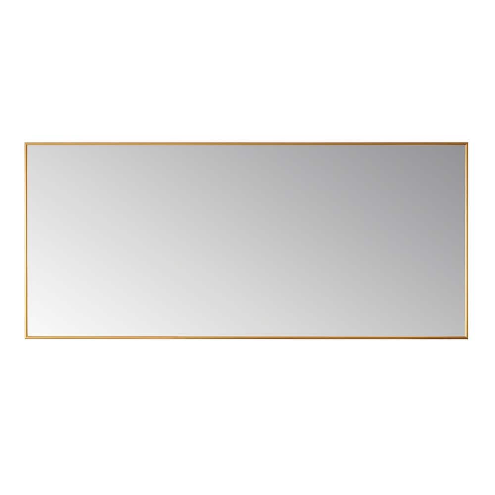 Viella 72 in. W x 32 in. H Rectangular Aluminum Framed Wall Bathroom Vanity Mirror in Gold price history on PriceWatchPro
