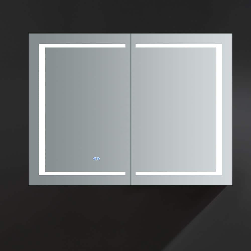 Elegant 48"x36" Frameless Aluminum Medicine Cabinet with LED & Defogger