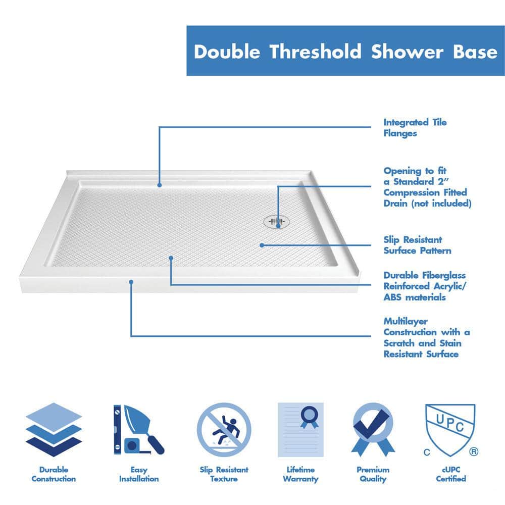 Biscuit Rectangular Acrylic Double Threshold Shower Base