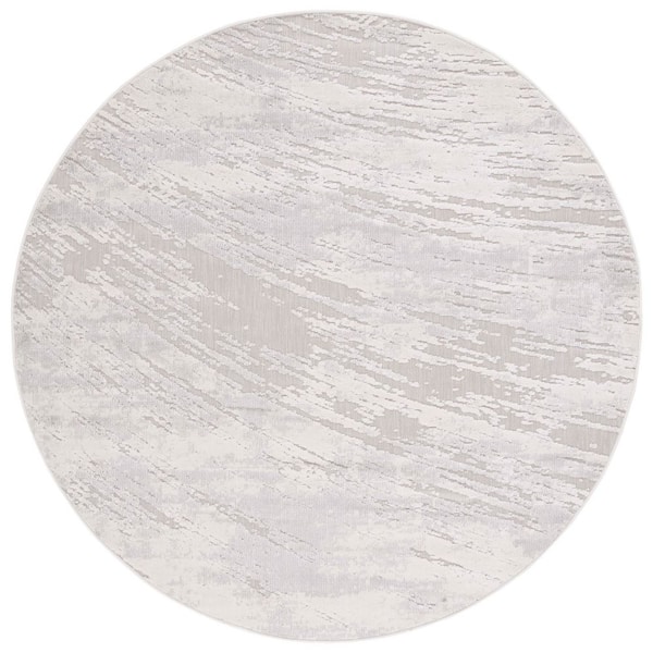 Cabana Gray/Ivory 7 ft. x 7 ft. Abstract High-Low Indoor/Outdoor Round Area Rug