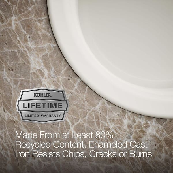 KOHLER Porto Fino Biscuit Cast Iron 18 in. Dual Mount Bar Sink K