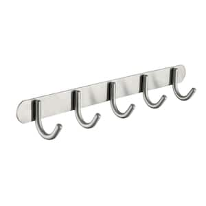 Wall Mounted 5 in 1 J-Hook Robe/Towel Hook Rustproof Hook Rack in Brushed Nickel