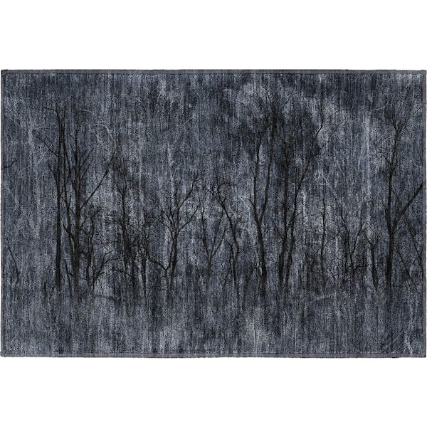 Mayfield Premium Machine Washable Abstract AMF2083 Charcoal 2 ft. x 3 ft. Accent Rug