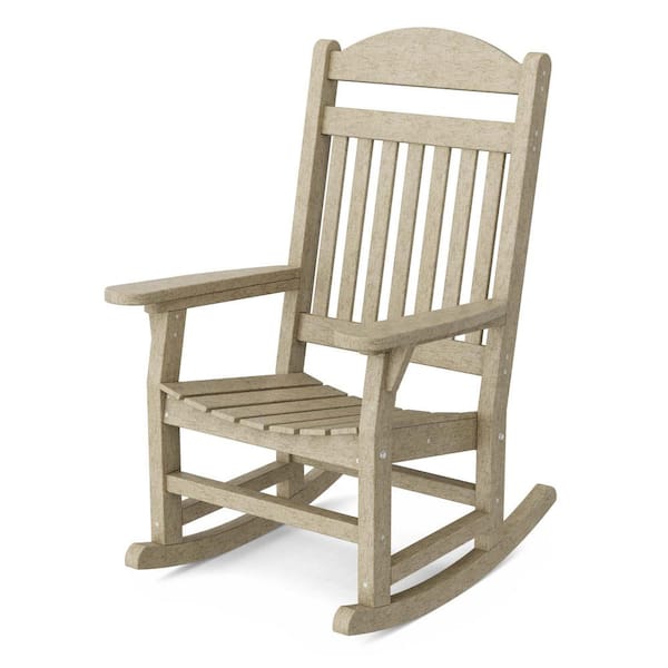 Wildridge Heritage Weathered Wood Traditional Rocking Chair Plastic Outdoor Rocking Chair