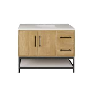 Victoria 42 in. W x 20 in. D x 35 in. H Single Sink Freestanding Frame Bath Vanity in Oak with White Acrylic Top