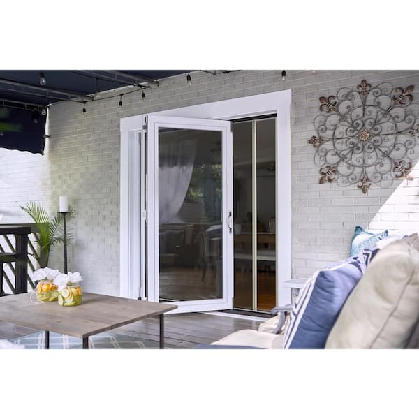72 in. x 75 in. Reversible White Aluminum Prehung Retractable Screen Door