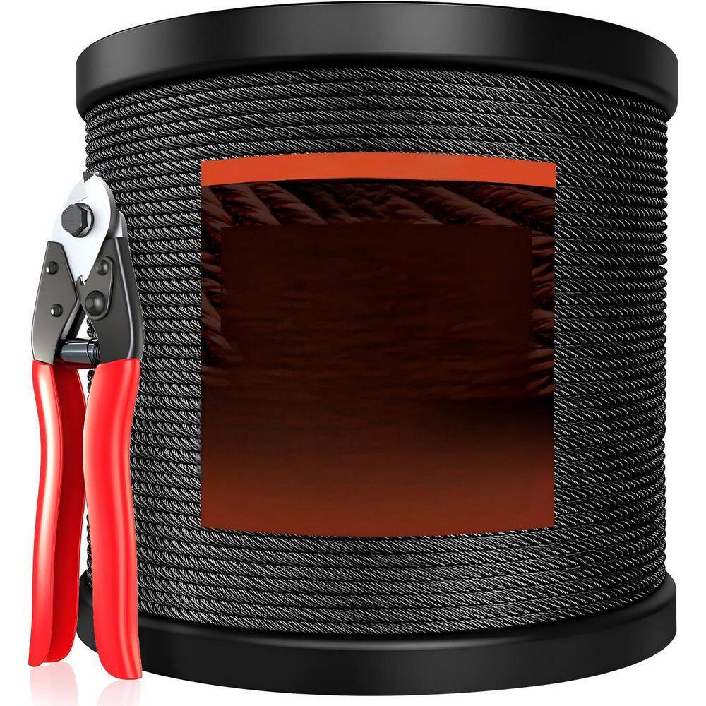 220 ft. Stainless Steel Black Wire Rope with Wire Cutter, 1/8 in. Marine Grade Cable for Cable Railing System price history on PriceWatchPro